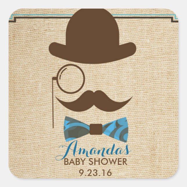 Little Mister Moustache Baby shower favour sticker (Front)