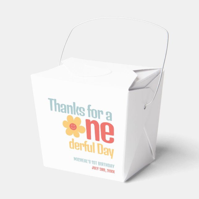 Little Mister Onederful Groovy First Birthday Favour Box (Front Side)