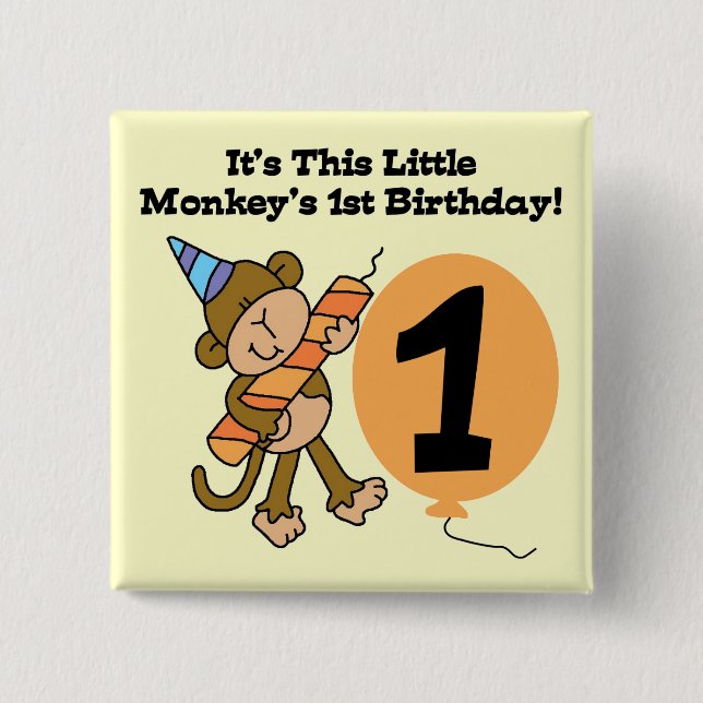 Little Monkey 1st Birthday Tshirts and Gifts 15 Cm Square Badge (Front)