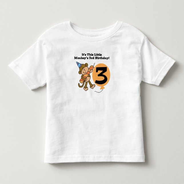 Little Monkey 3rd Birthday Toddler T-Shirt (Front)