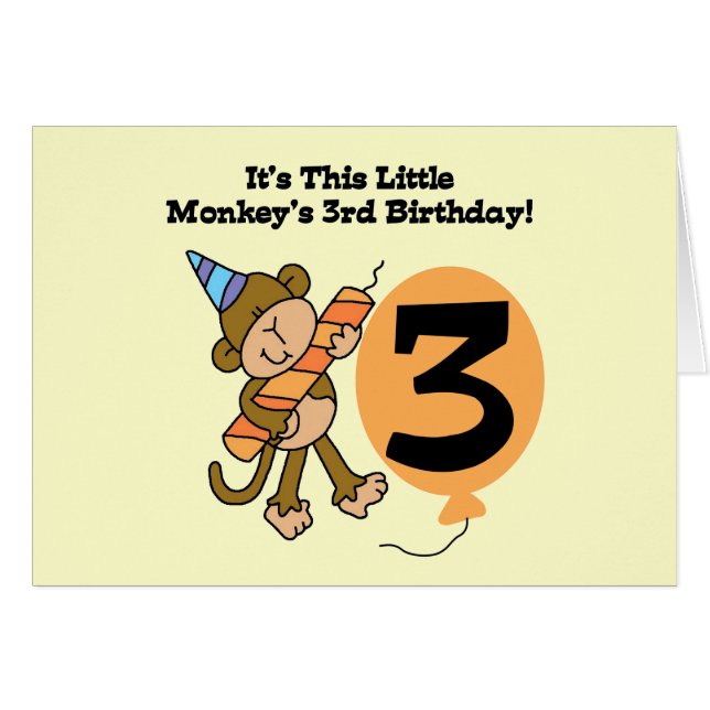 Little Monkey 3rd Birthday Tshirts and Gifts (Front Horizontal)