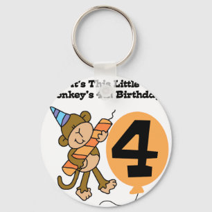 Little Monkey 4th Birthday Tshirts and Gifts Key Ring