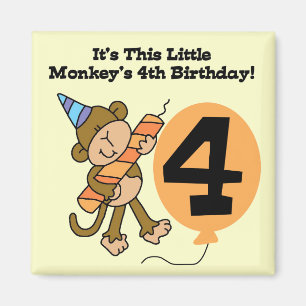 Little Monkey 4th Birthday Tshirts and Gifts Magnet