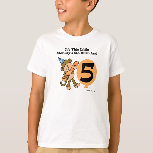 Little Monkey 5th Birthday T-Shirt (Front)