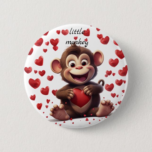 Little monkey- 6 cm round badge (Front)