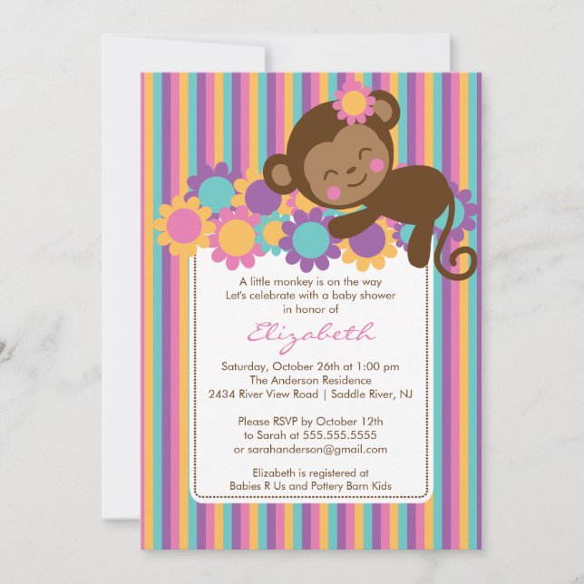Little Monkey Baby Shower Invitation (Front)