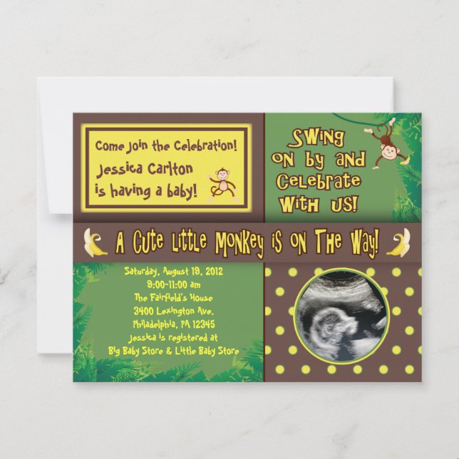 Little Monkey Baby Shower Invitation (Front)