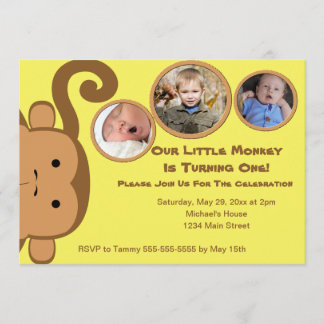 Little Monkey Birthday Party Invitation