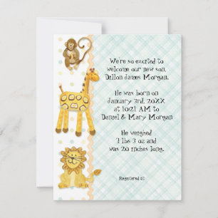 Little Monkey, Boy Baby Birth Announcement 3
