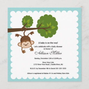 Little Monkey Boy Baby Shower Invitation