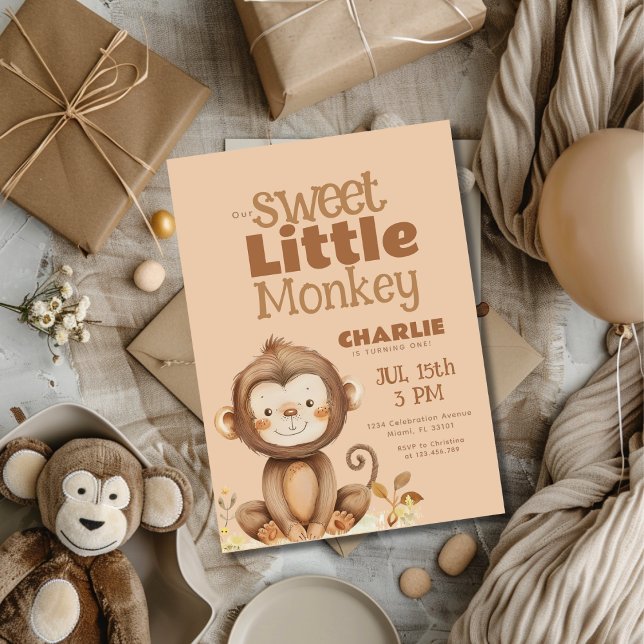 Little Monkey Boys Birthday Invitation (Creator Uploaded)
