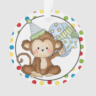 Little Monkey Happy Birthday Ornament
