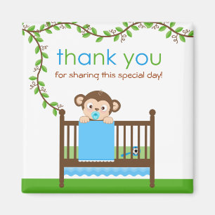 Little Monkey in a Crib Boy Thank You Magnet