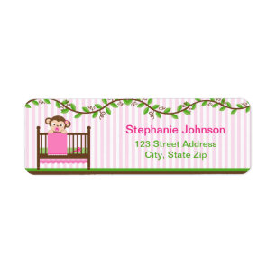 Little Monkey in a Crib Girl Return Address Labels