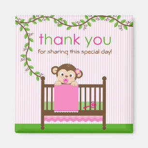 Little Monkey in a Crib Girl Thank You Magnet