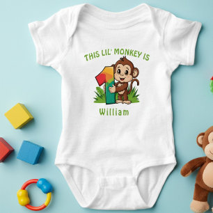 Little Monkey Kids 1st Birthday Personalised Baby  Bodysuit