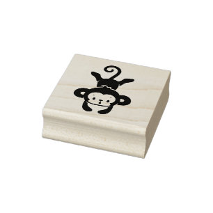 Little Monkey Laying Down Rubber Stamp