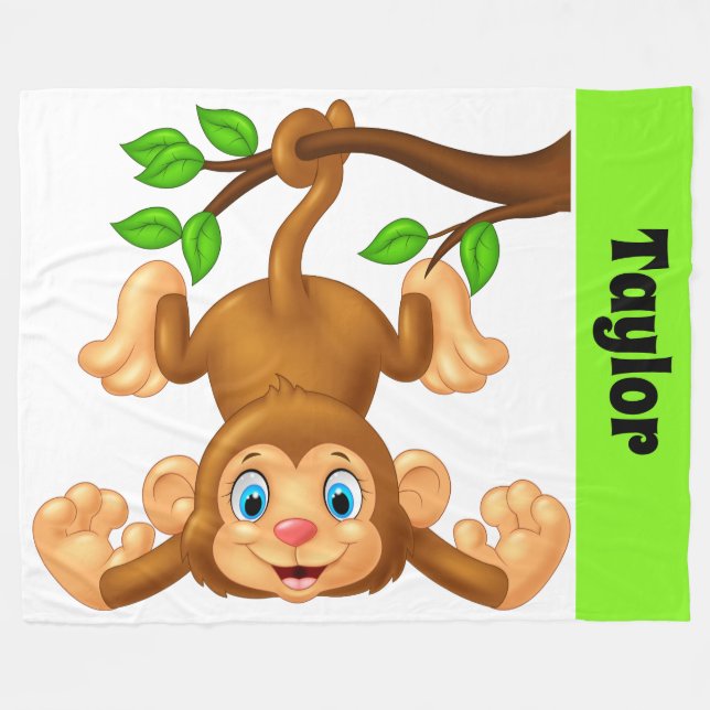 Little Monkey Lg. Fleece Blanket (Front (Horizontal))