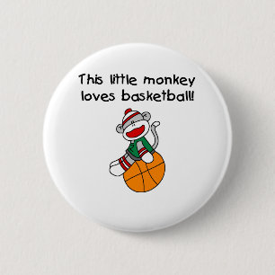 Little Monkey Loves Basketball 6 Cm Round Badge