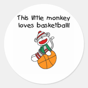 Little Monkey Loves Basketball Classic Round Sticker