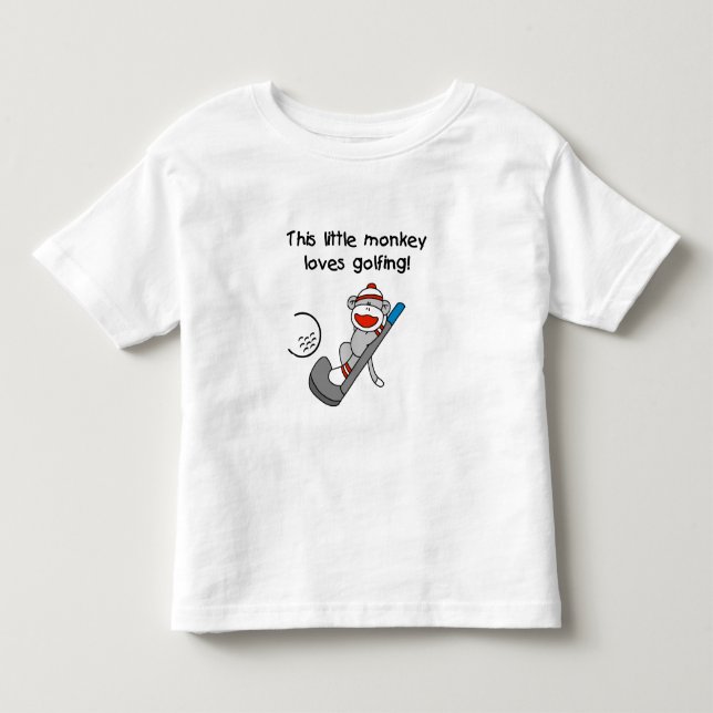 Little Monkey Loves Golfing Toddler T-Shirt (Front)