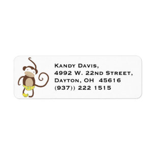 Little Monkey Return Address Label