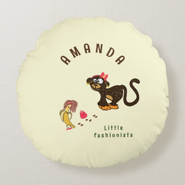 Little monkey round cushion (Front)