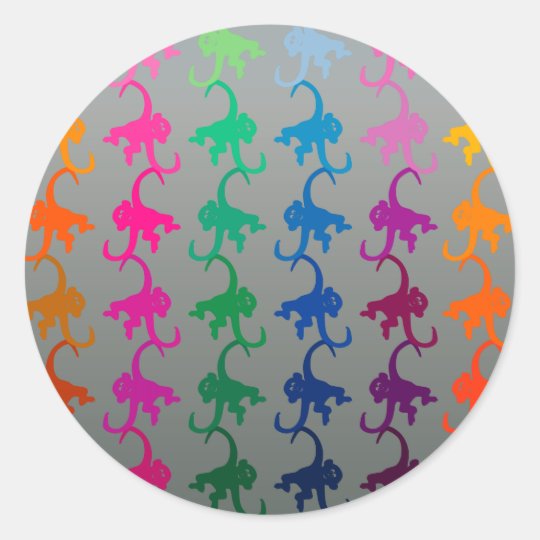 Little monkey silver classic round sticker