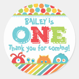 Little Monster 1st Birthday First Classic Round Sticker