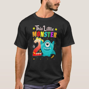 Little Monster 2nd Birthday Party Monster 2 Years  T-Shirt