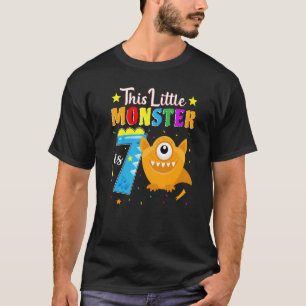 Little Monster 7th Birthday Party Monster 7 Years  T-Shirt