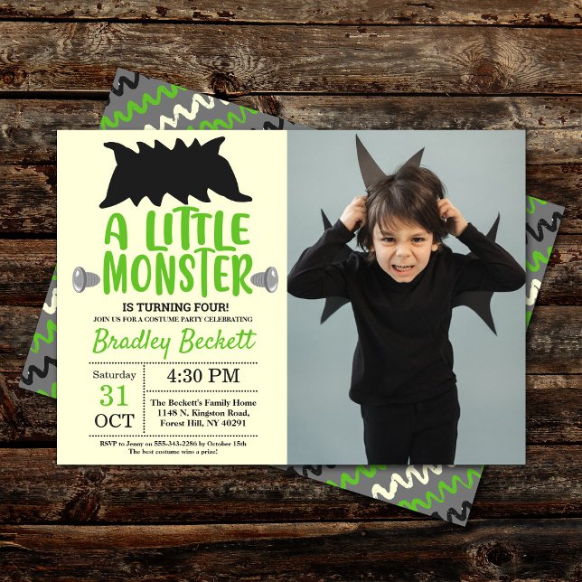 Little Monster Any Age Halloween Birthday Photo Invitation (Creator Uploaded)