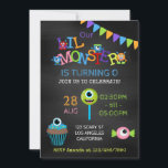 Little Monster any age photo birthday chalkboard Invitation<br><div class="desc">Customisable to your event specifics. Credit to Kristi W Design.</div>