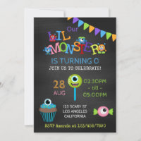 Little Monster any age photo birthday chalkboard