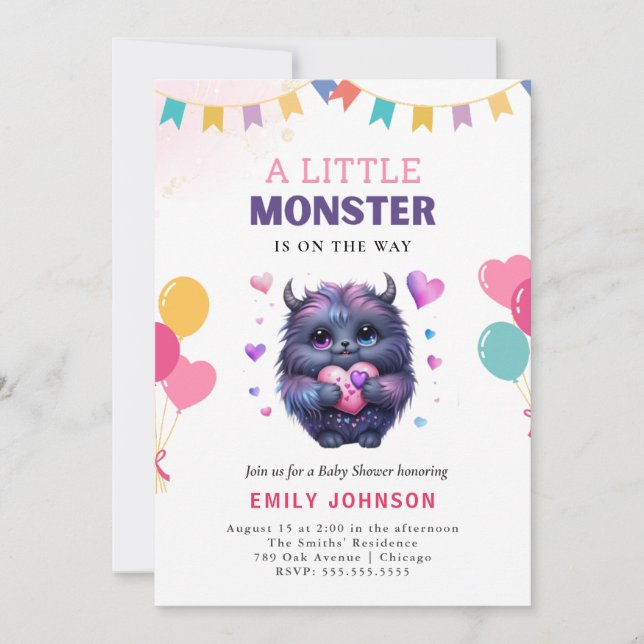 Little Monster Baby Shower Invitation (Front)