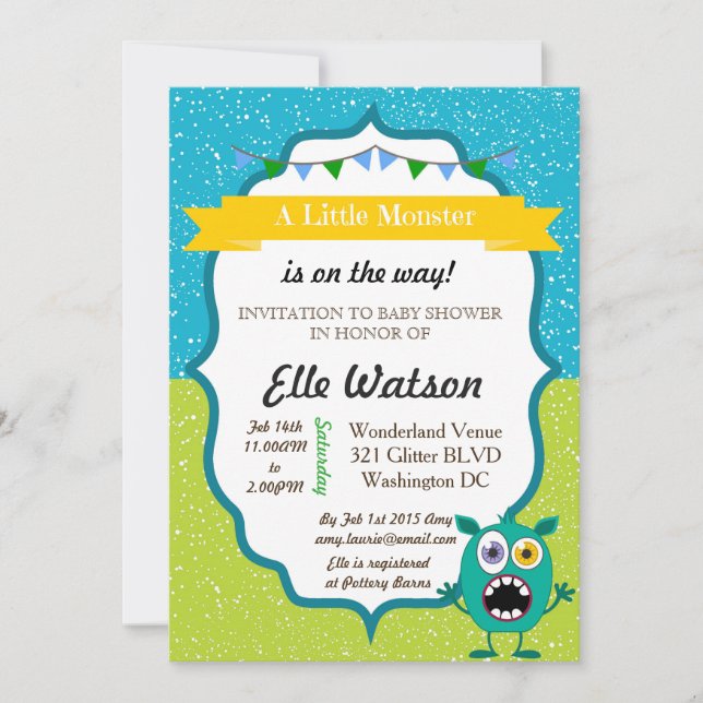Little Monster Baby Shower invitations (Front)