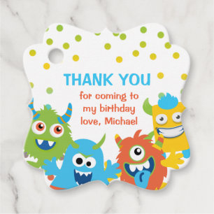 little Monster birthday favour tags