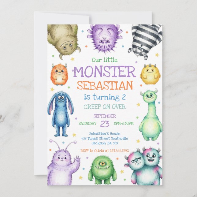 Little Monster Birthday Invitation (Front)