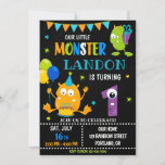 Little monster birthday invitation for boy<br><div class="desc">Monster birthday invitation for boy Little monster invitation Monster bash party invite. This template includes all 0-9 monster digits for the age, just click "Click to customise further" link and choose the age. Also there are 1-5 years old templates are listed for boy and girl birthday. This cute pastel colours...</div>