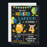 Little monster birthday invitation for boy<br><div class="desc">Monster birthday invitation for boy Little monster invitation Monster bash party invite. This template includes all 0-9 monster digits for the age, just click "Click to customise further" link and choose the age. Also there are 1-5 years old templates are listed for boy and girl birthday. This cute pastel colours...</div>