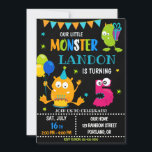 Little monster birthday invitation for boy<br><div class="desc">Monster birthday invitation for boy Little monster invitation Monster bash party invite. This template includes all 0-9 monster digits for the age, just click "Click to customise further" link and choose the age. Also there are 1-5 years old templates are listed for boy and girl birthday. This cute pastel colours...</div>