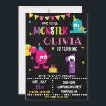 Little monster birthday invitation for girl<br><div class="desc">Monster birthday invitation for girl Little monster invitation Monster bash party invite. This template includes all 0-9 monster digits for the age, just click "Click to customise further" link and choose the age. Also there are 1-5 years old templates are listed for boy and girl birthday. This cute pastel colours...</div>