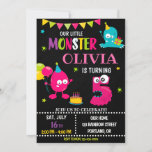 Little monster birthday invitation for girl<br><div class="desc">Monster birthday invitation for girl Little monster invitation Monster bash party invite. This template includes all 0-9 monster digits for the age, just click "Click to customise further" link and choose the age. Also there are 1-5 years old templates are listed for boy and girl birthday. This cute pastel colours...</div>