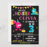 Little monster birthday invitation for girl<br><div class="desc">Monster birthday invitation for girl Little monster invitation Monster bash party invite. This template includes all 0-9 monster digits for the age, just click "Click to customise further" link and choose the age. Also there are 1-5 years old templates are listed for boy and girl birthday. This cute pastel colours...</div>