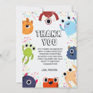 Little Monster Birthday Party for All Ages Thank You Card