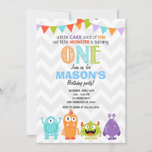 Little Monster Birthday Party Invitation (Front)