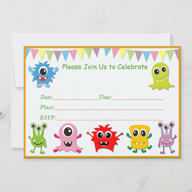 Little Monster Birthday Party Invitations (Front)