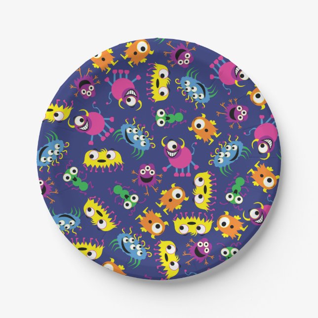 Little Monster Birthday Party Paper Plate (Front)