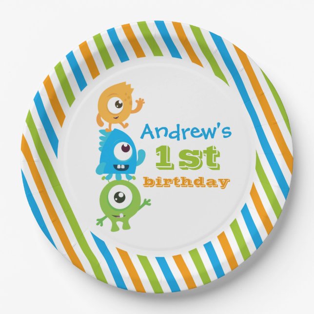 Little monster birthday plates (Front)