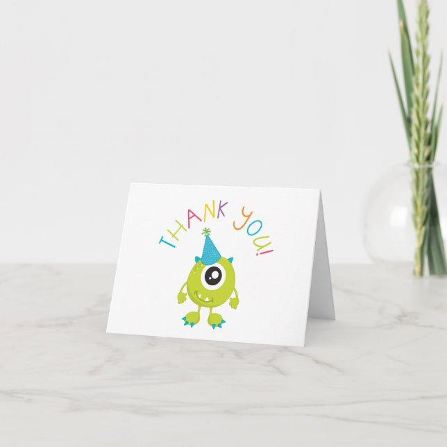 Little Monster Birthday Thank You Card (Front)